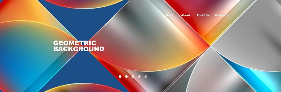 Round triangles and squares web site page template. Vector Illustration For Stock Illustration