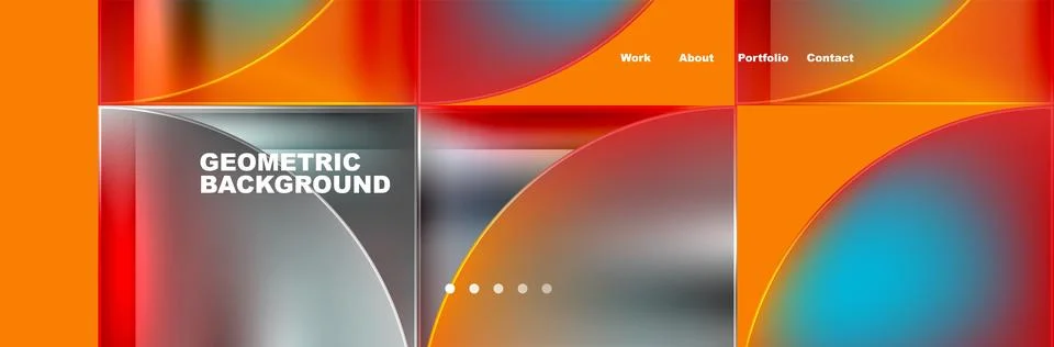 Round triangles and squares web site page template. Vector Illustration For Stock Illustration