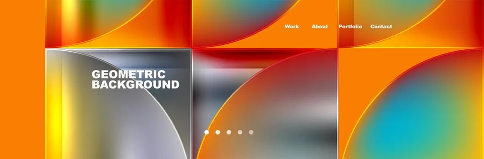 Round triangles and squares web site page template. Vector Illustration For Stock Illustration