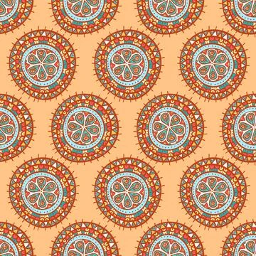 Round tribal patterns with flowers Stock-Illustration