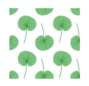 Round tropical leaves seamless pattern in flat design. Great for eco-themed Stock Illustration