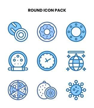 Round Two Colour Icons Pack Stock Illustration