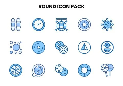 Round Two Colour Scalable Icons Pack Stock Illustration
