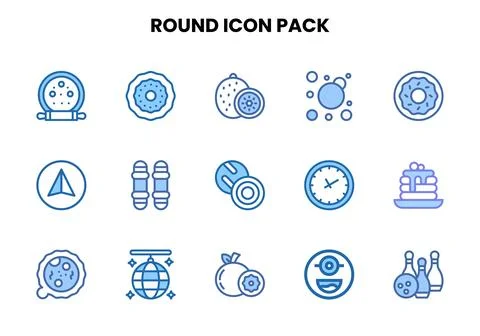 Round Two Colour Scalable Icons Pack Stock Illustration