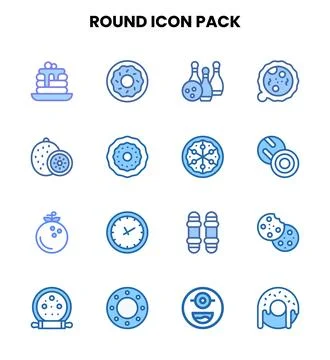 Round Two Colour Scalable Icons Pack Stock Illustration