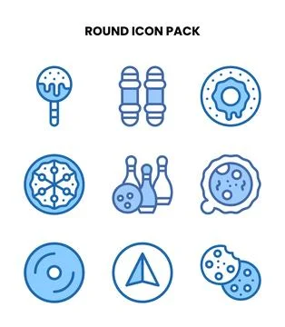 Round Two Colour Set Icons Pack Stock Illustration