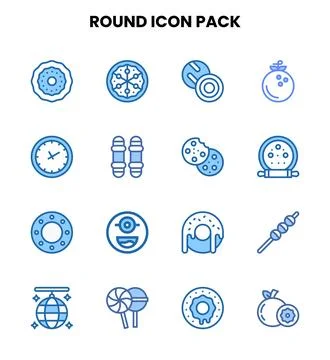 Round Two Colour Vector Icons Pack 스톡 일러스트