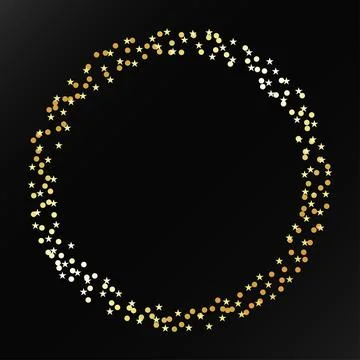 Round unique beautiful banner with a frame of golden circles and stars Ilustração Stock