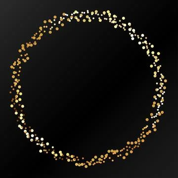 Round unique beautiful banner with frame of golden circles dots Иллюстрация