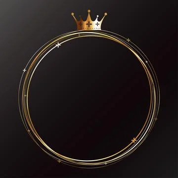 Round unique gold frame with beautiful crown Stock Illustration