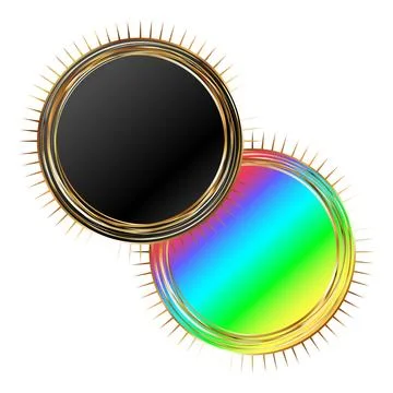 Round unique gold frame with rays Stock Illustration