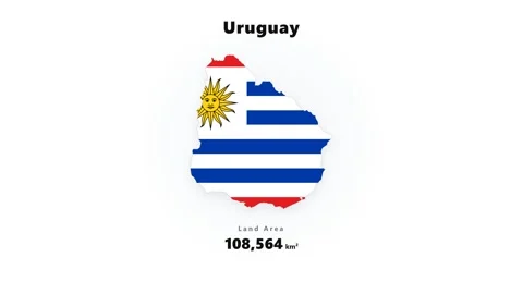 Round Uruguay flag badge with blue white stripes and yellow sun emblem, torn Stock Footage 345647158