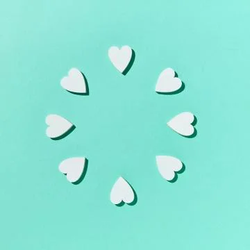 Round Valentine's frame from plaster handmade hearts. Stock Illustration