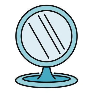 Round vanity mirror showing reflection icon cartoon Stock Illustration