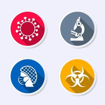 Round vector basic coronavirus icons set isolated イラスト素材