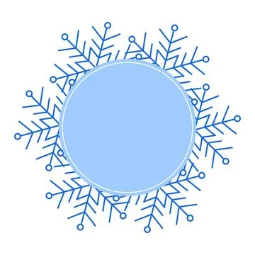 Round Vector blue Christmas winter frame made of snowflakes with place for text Stock Illustration