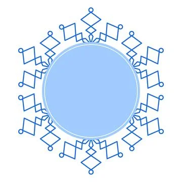Round Vector blue Christmas winter frame made of snowflake with place for text Stock Illustration