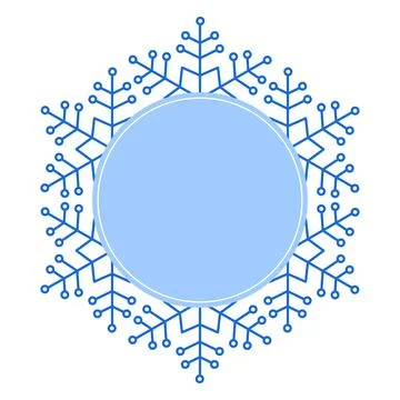 Round Vector blue Christmas winter frame made of snowflake with place for text Illustrazione stock