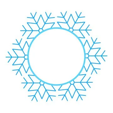 Round Vector blue Christmas winter frame made of snowflakes with place for te Stock-Illustration