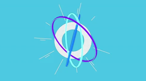 Round vector clock shape with vector arrows, big ring orbits and small details. Video stock 33974564