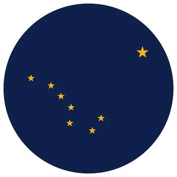 Round Vector Flag of Alaska, USA, Isolated on White Background Illustrazione stock