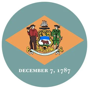 Round Vector Flag of Delaware, USA, Isolated on Transparent Background Stock-Illustration