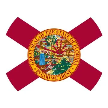 Round Vector Flag of Florida, USA, Isolated on Transparent Background Stock Illustration