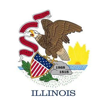 Round Vector Flag of Illinois, USA, Isolated on Transparent Background Stock Illustration