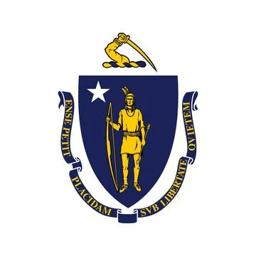 Round Vector Flag of Massachusetts, USA, Isolated on Transparent Background Illustrazione stock