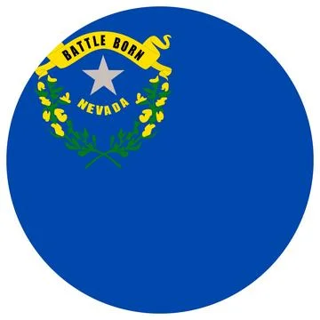 Round Vector Flag of Nevada, USA, Isolated on White Background Stock Illustration