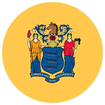 Round Vector Flag of New Jersey, USA, Isolated on White Background Stock Illustration