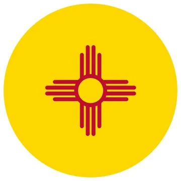 Round Vector Flag of New Mexico, USA, Isolated on White Background Stock Illustration