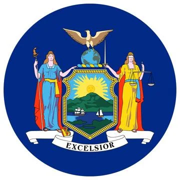 Round Vector Flag of New York, USA, Isolated on White Background Stock Illustration