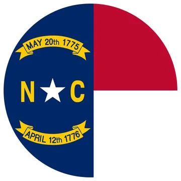 Round Vector Flag of North Carolina, USA, Isolated on White Background Stock Illustration