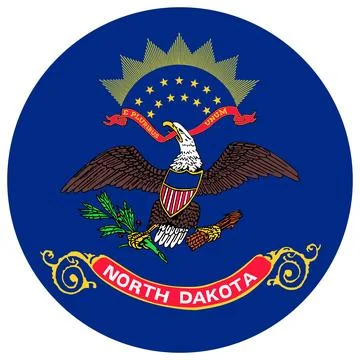 Round Vector Flag of North Dakota, USA, Isolated on White Background Stock Illustration