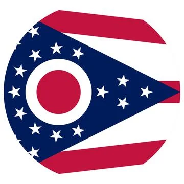 Round Vector Flag of Ohio, USA, Isolated on White Background Stock Illustration