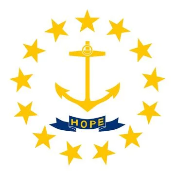 Round Vector Flag of Rhode Island, USA, Isolated on White Background Stock Illustration