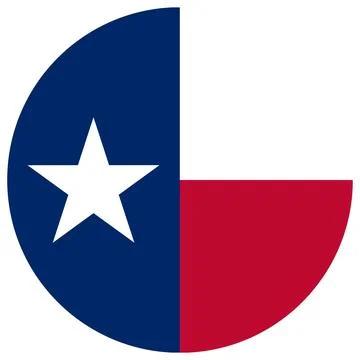 Round Vector Flag of Texas, USA, Isolated on White Background Stock Illustration