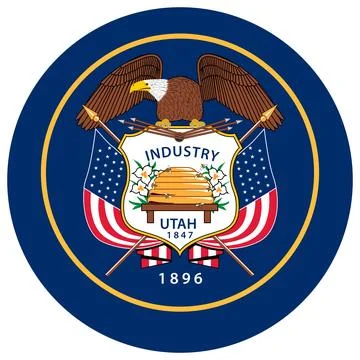 Round Vector Flag of Utah, USA, Isolated on White Background Stock Illustration