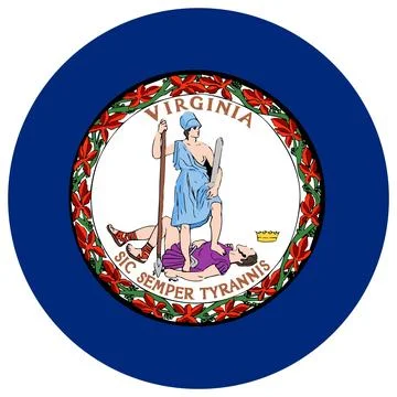 Round Vector Flag of Virginia, USA, Isolated on White Background Stock Illustration