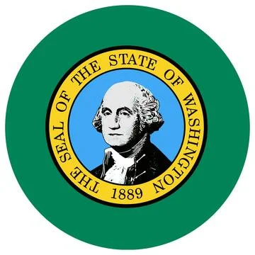 Round Vector Flag of Washington, USA, Isolated on White Background Stock Illustration