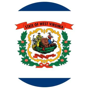 Round Vector Flag of West Virginia, USA, Isolated on White Background Stock Illustration