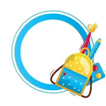 Round vector frame back to school on the white background Stock Illustration