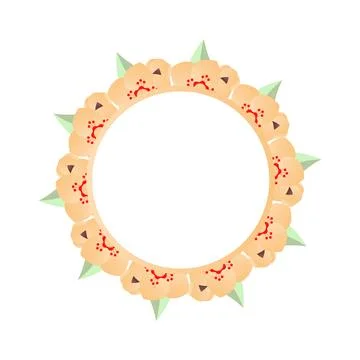 Round vector frame with flowers and leaves on the white background Stock Illustration