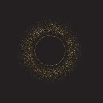Round vector frame with golden glitter particles Stock Illustration