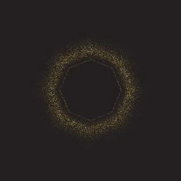 Round vector frame with golden glitter particles Stock Illustration