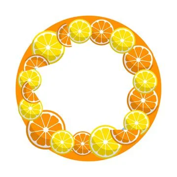 Round vector frame with orange on the white background Stock Illustration