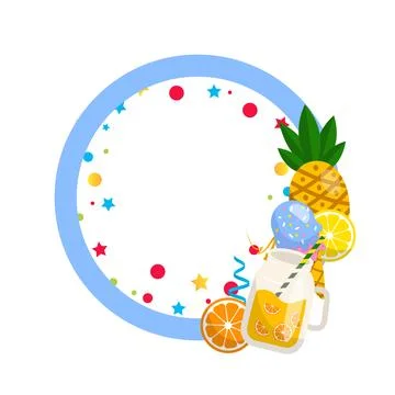 Round vector frame with orange on the white background Stock Illustration