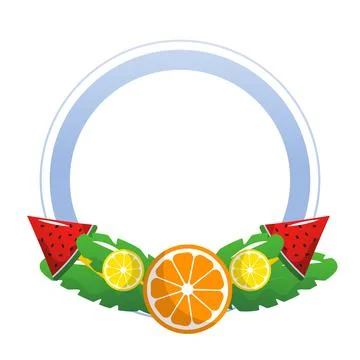 Round vector frame with orange on the white background Stock Illustration