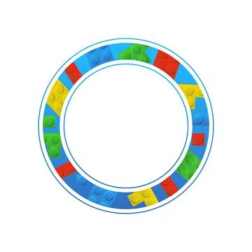 Round vector frame with puzzles on the white background Stock Illustration